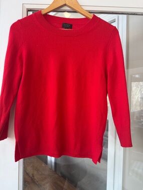 100% cashmere J. Crew Bright Red Crewneck Sweater GUC! Clean, smoke free home:)